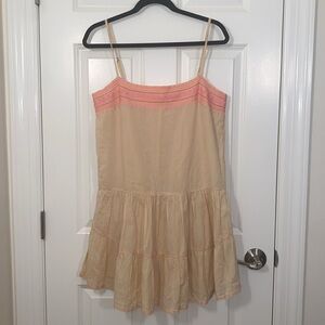 J. Crew Embroidered Siesta Drop Waist Spaghetti Strap Mini Dress in Pink Small